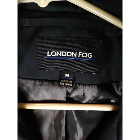 London Fog Womens Sz M Lined Black Coat Metal Grommet Latch Fastener - Picture 3 of 7